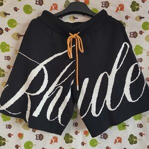 Rhude Logo Script Knit Shorts Black